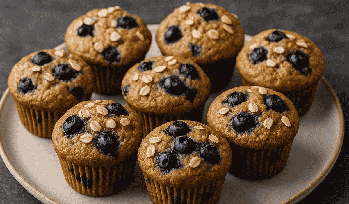 Healthy Blueberry Oatmeal Muffins