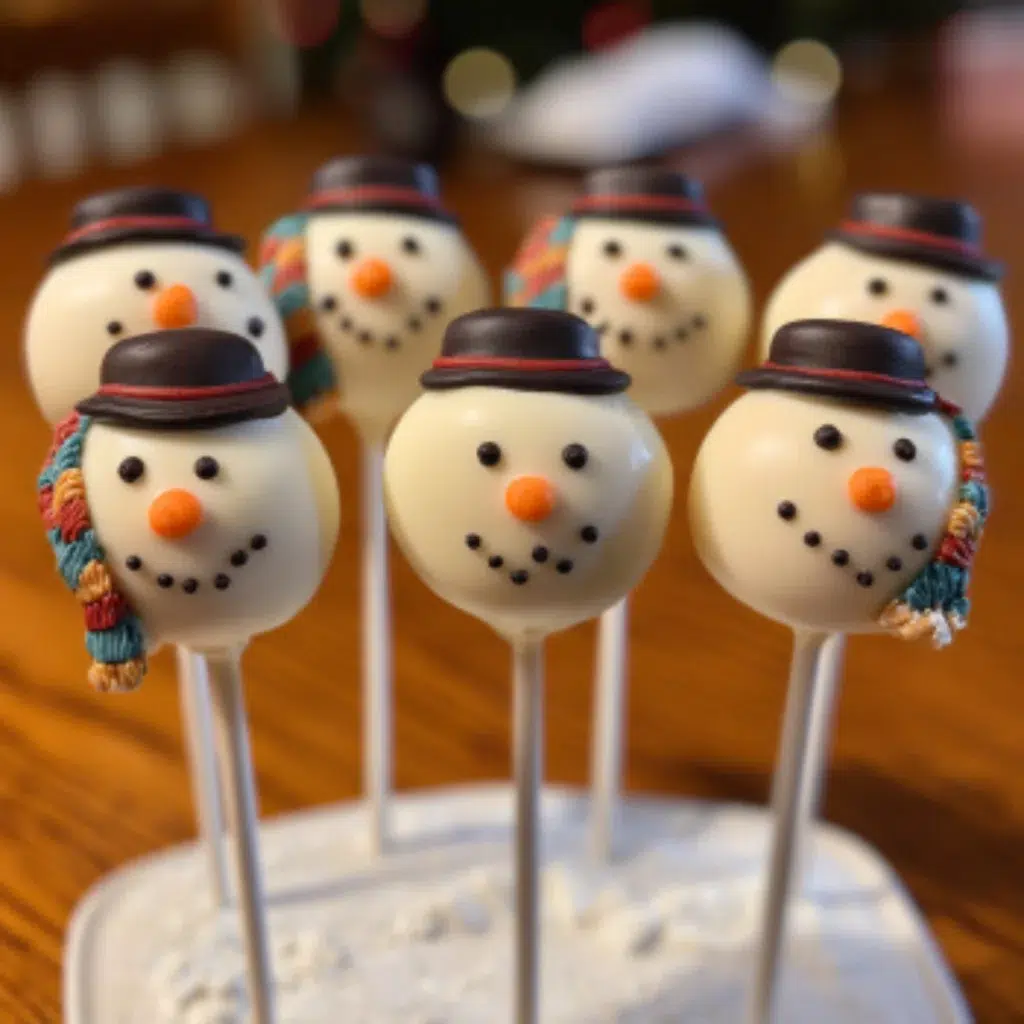 Poké Ball cake pops served on a white plate over a gray kitchen countertop, showcasing bright colors and smooth chocolate coating.