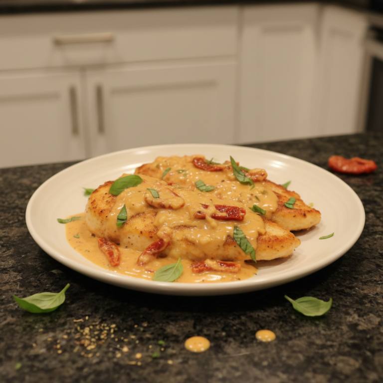 Creamy, golden marry me chicken recipe served with pasta and fresh parsley, ready to eat.