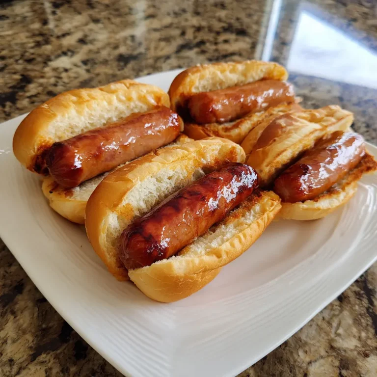 Five appetizing air fryer hot dogs in toasted buns served on a white plate, ready for a casual meal.