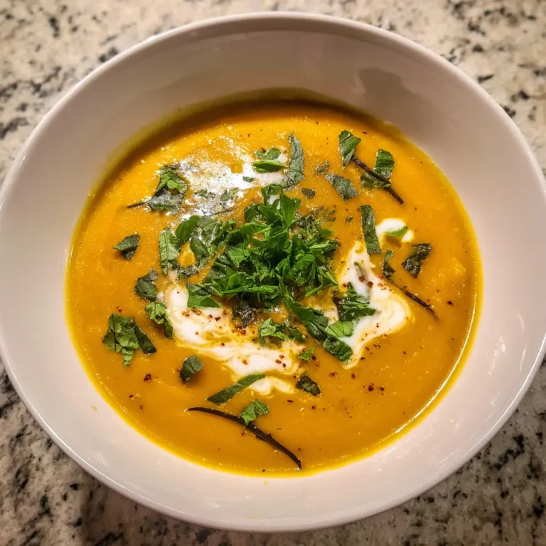 A vibrant bowl of creamy sweet potato soup, beautifully garnished with fresh herbs and cream swirls, representing a delicious sweet potato soup recipe.