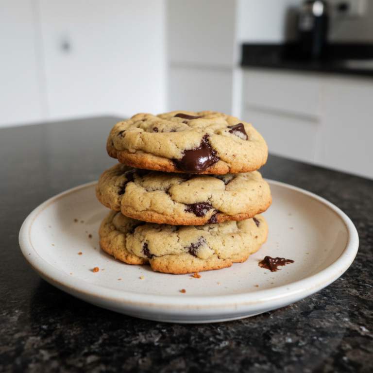 Close-up of golden brown banana bread cookies stacked on a cooling rack, fresh from the oven and ready to eat.