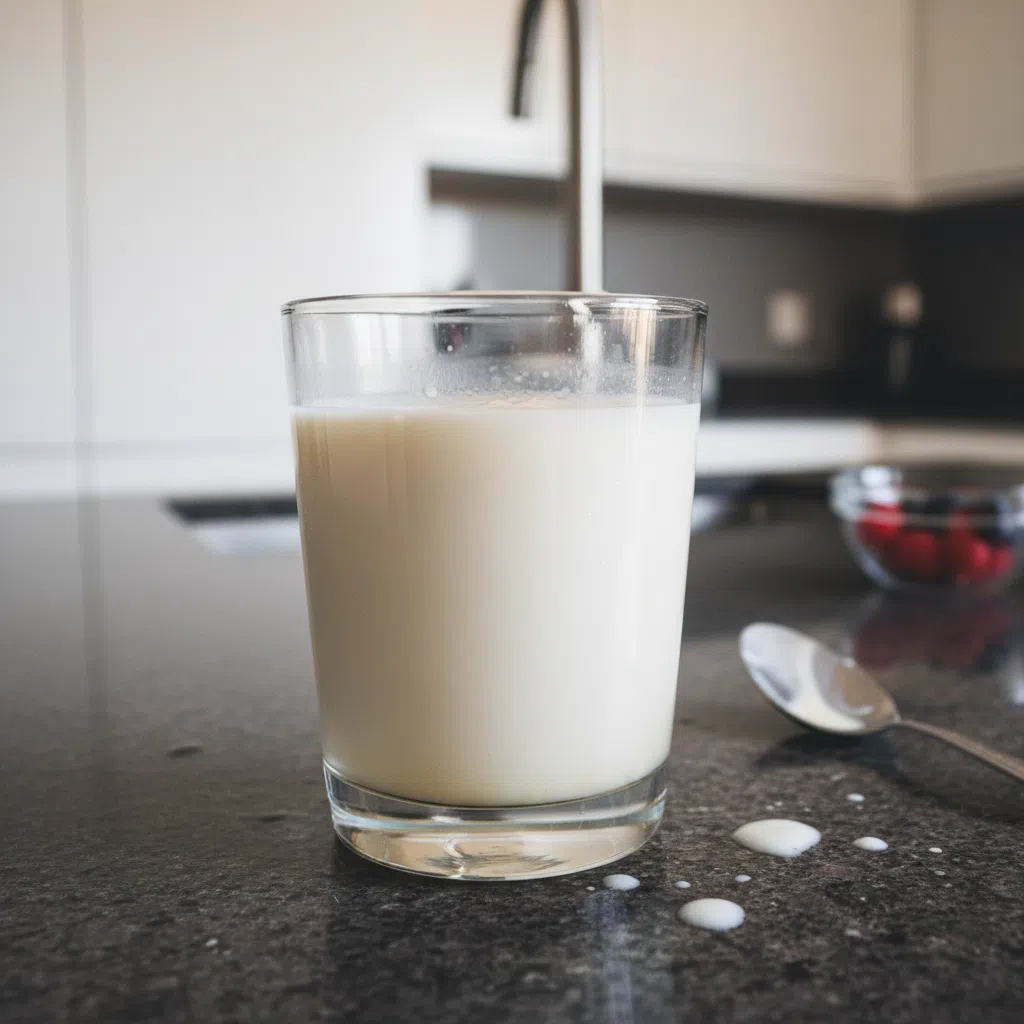 Creamy, homemade milk kefir in a glass jar, ready to drink. Making milk kefir at home is simple.