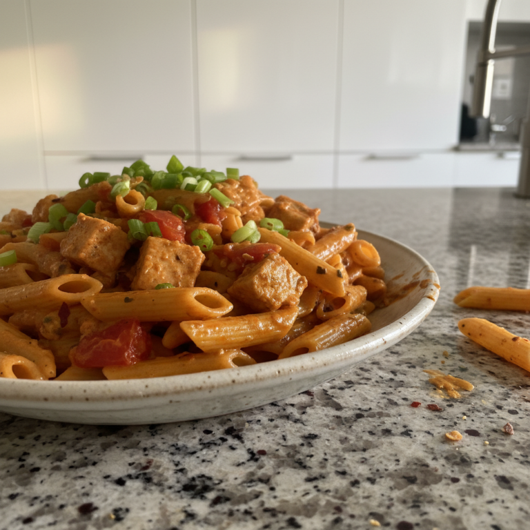 A creamy, spicy One-Pot Cajun Chicken Pasta dish in a large skillet, garnished with fresh parsley, ready to serve.