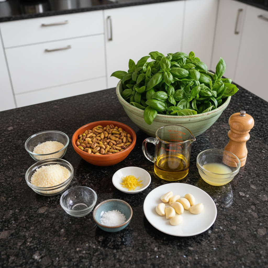 Fresh ingredients for 2 Ingredient Shamrock Pesto Puff Pastries, showing puff pastry and a jar of vibrant pesto.