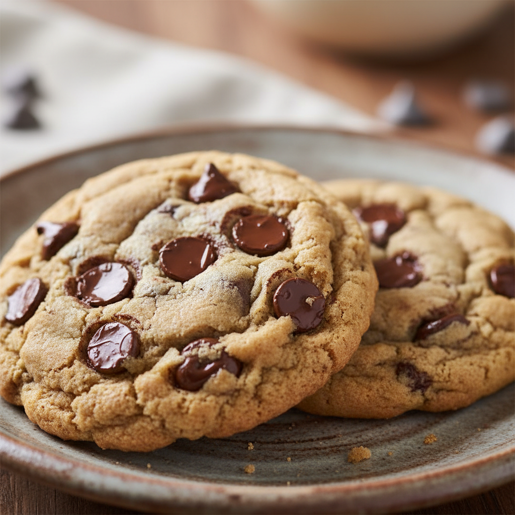 A close-up shot of golden-brown Bailey's Irish Cream Cookies drizzled with a rich white glaze, presented on a festive plate.