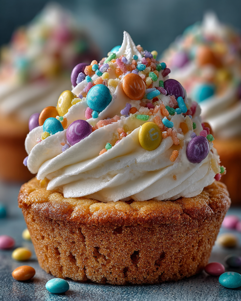 Adorable Easter bunny sugar cookie cups filled with creamy frosting and topped with mini chocolate eggs.
