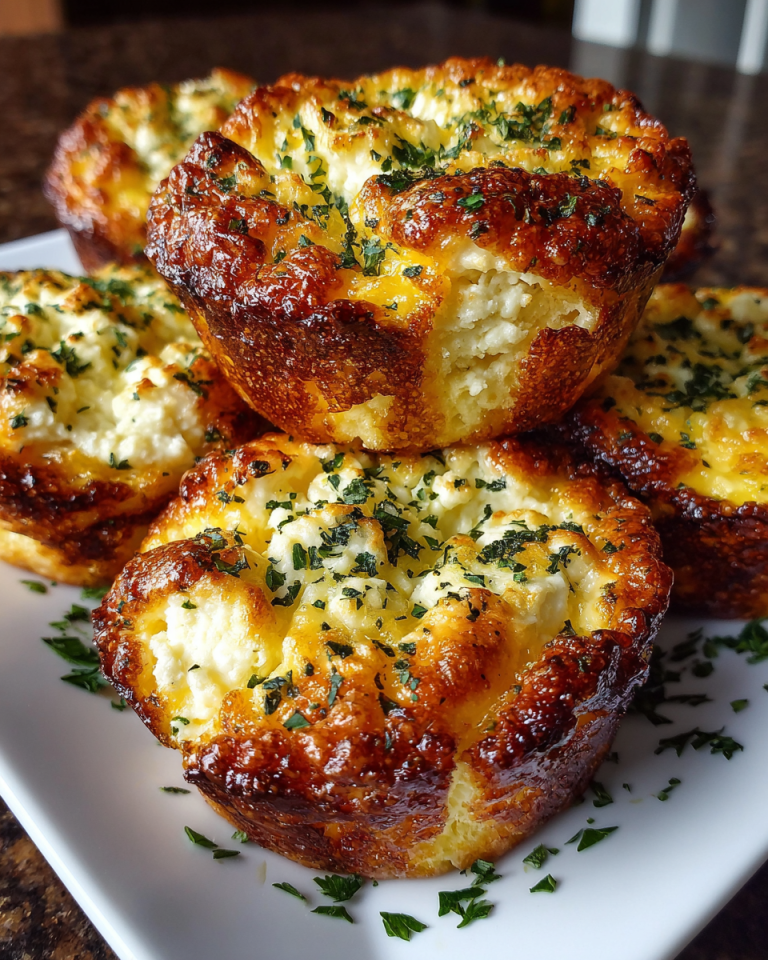 Fluffy, golden brown egg bites with cottage cheese, fresh chives, and red pepper flakes in a muffin tin, ready to serve.