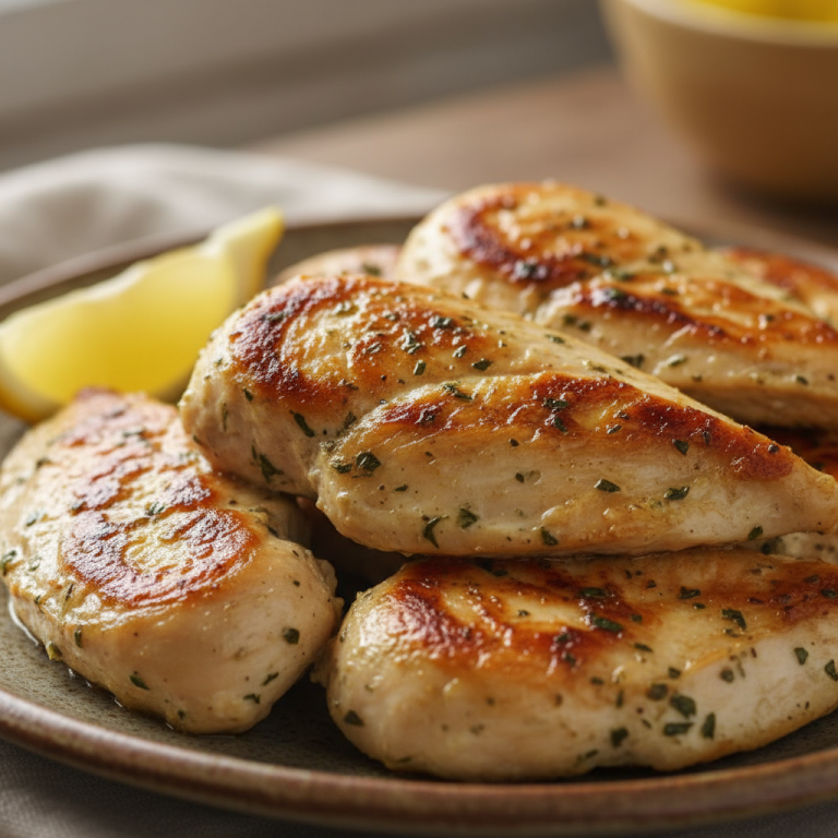 Succulent grilled chicken breast, perfectly golden-brown, showcasing the delicious results of a Greek Yogurt Chicken Marinade.