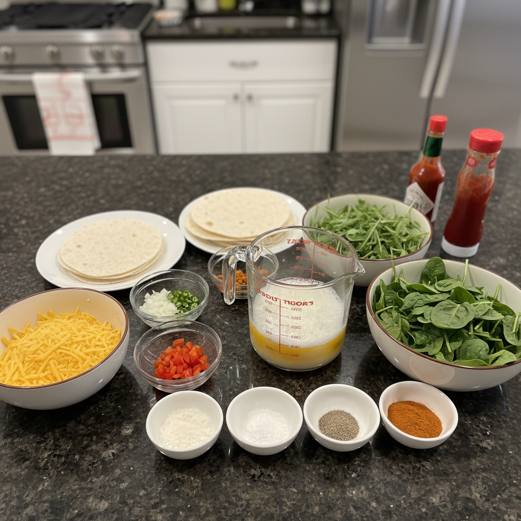 Fresh, colorful vegetables like bell peppers, onions, spinach, and egg whites arranged for an Indian Egg White Veggie Bake.