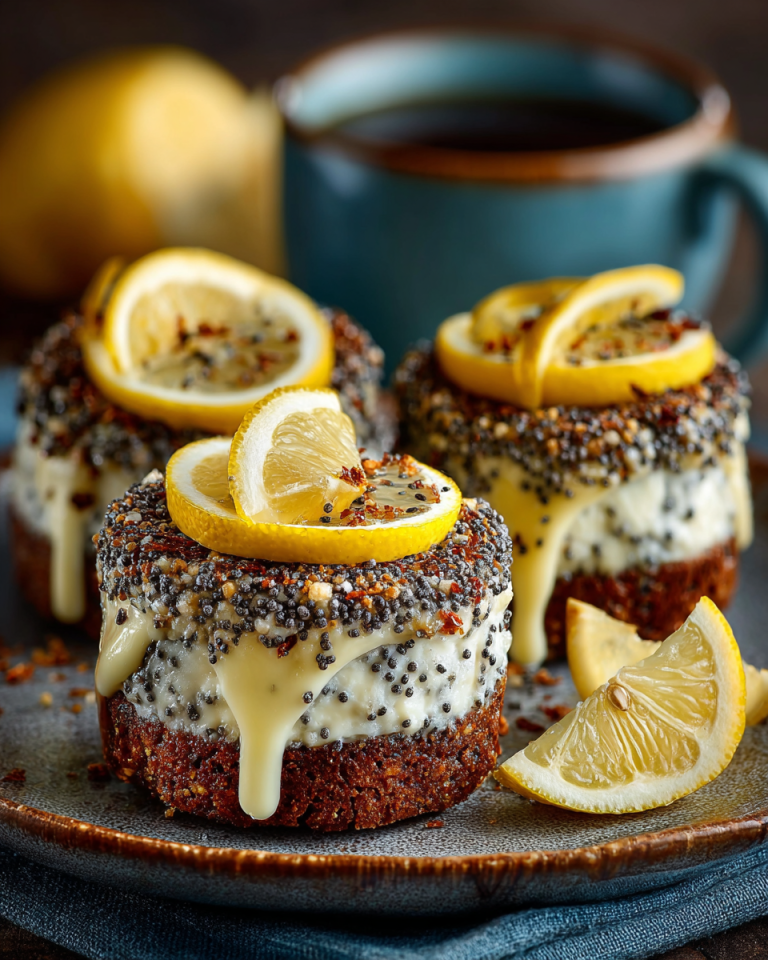 A close-up of several golden-baked lemon poppy seed cheesecake cookies, featuring a soft texture and delicate glaze.