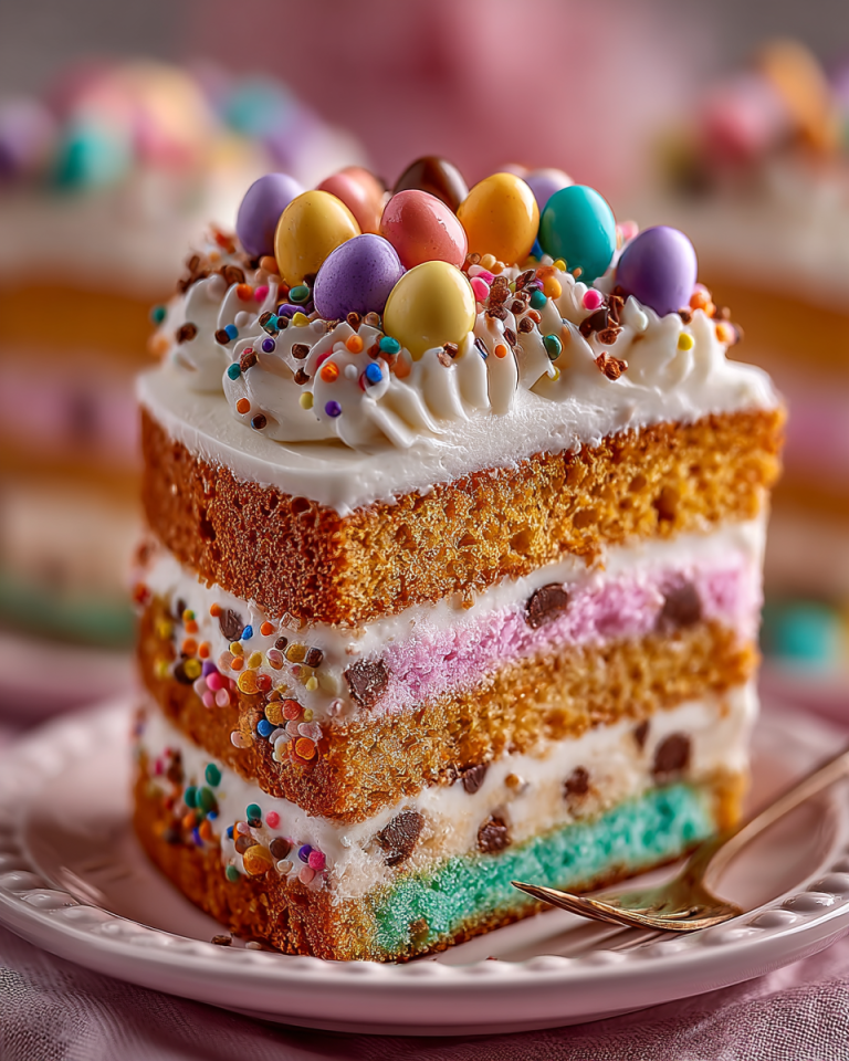 Several beautifully decorated colorful mini Easter layer cakes with pastel frosting and tiny edible eggs, ready to be enjoyed.