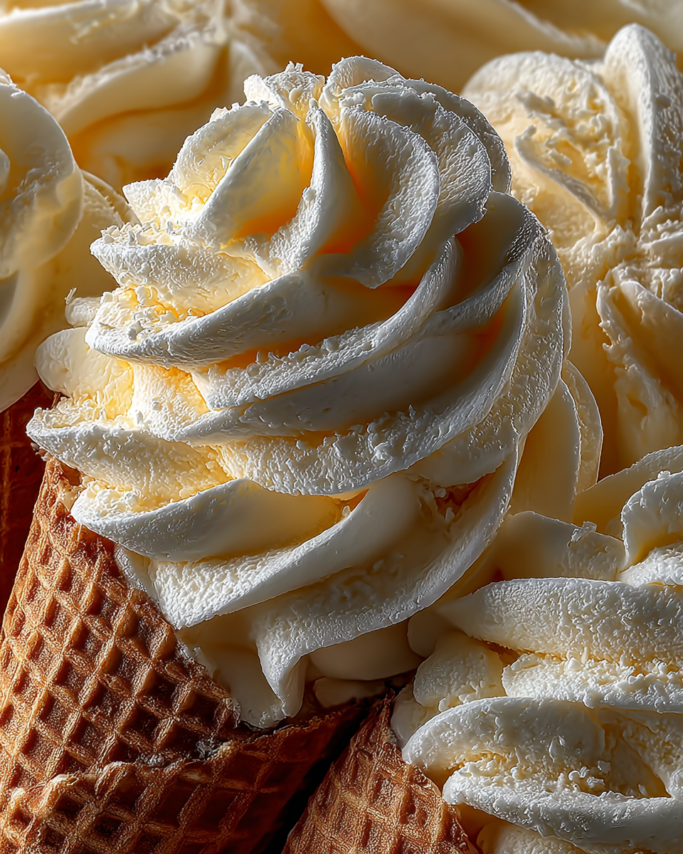 A scoop of creamy homemade ninja creami vanilla ice cream in a bowl, garnished with a vanilla bean.