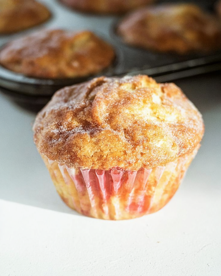 A close-up of several freshly baked Rhubarb Muffins with Greek Yogurt on a cooling rack, some with a delightful crumb topping.